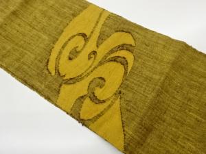 手織り真綿紬抽象模様織出し名古屋帯